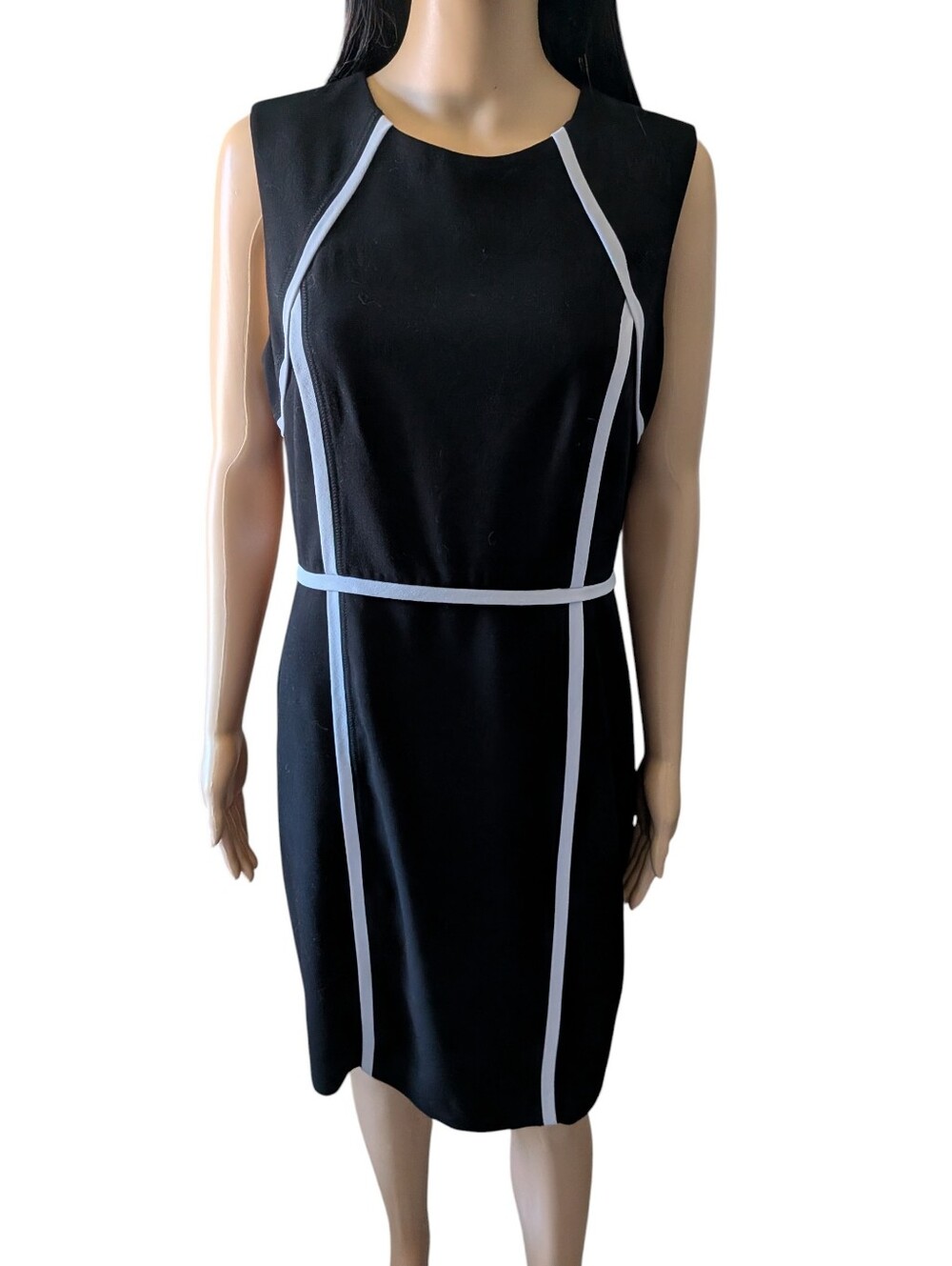 Calvin Klein Black & White Piping Dress 10